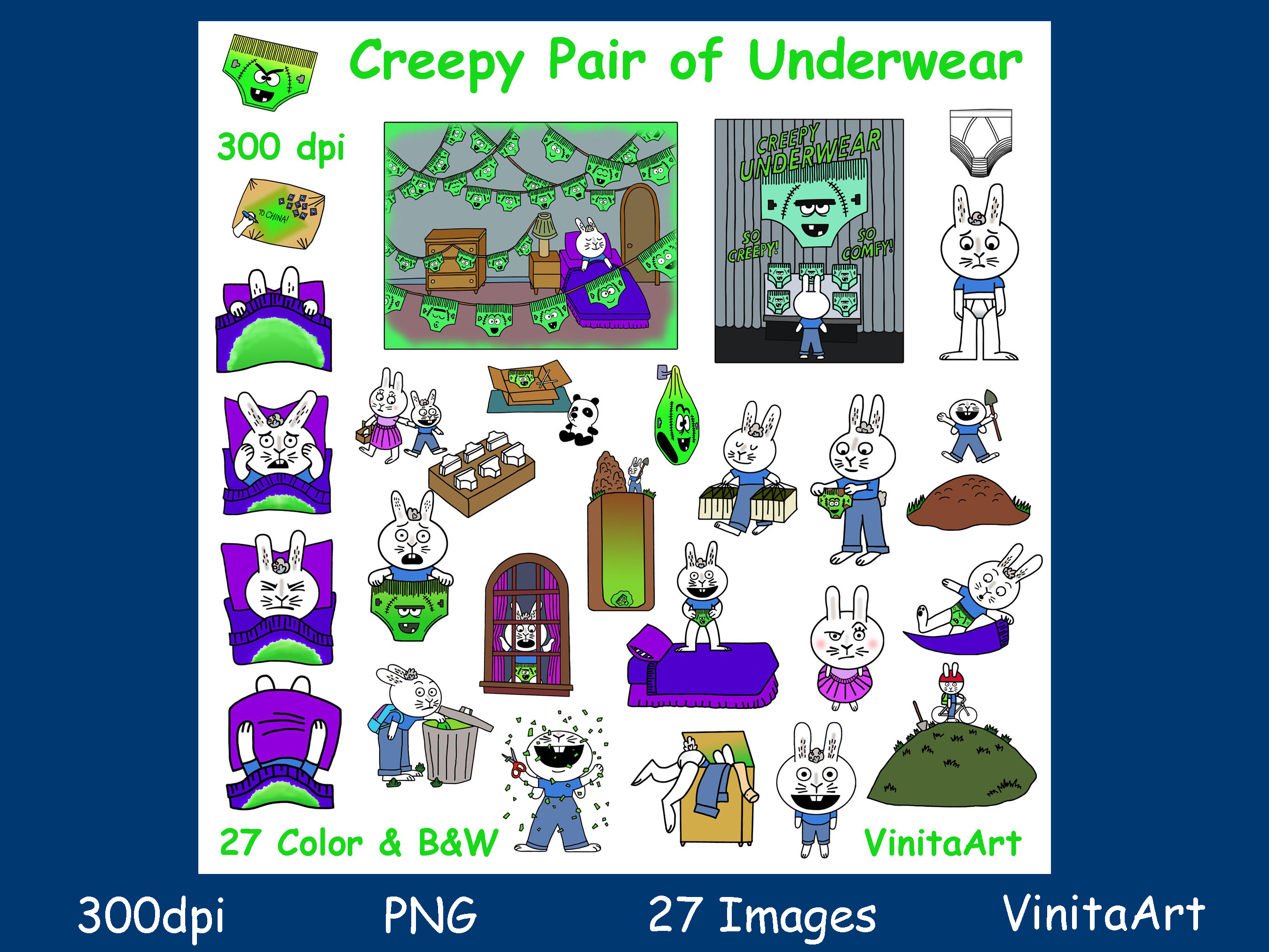 Halloween clipart creepy pair of underwear clipart printable digital download coloring pages