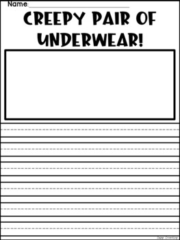 Creepy pair of underwear writing sequencing coloring activity bulletin board
