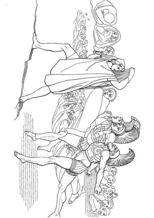 Coloring page oddyseus in the underworld