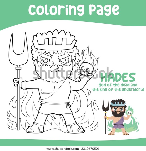 Stock vektor âcolouring worksheet hades god death underworldâ bez autorskãch poplatkå