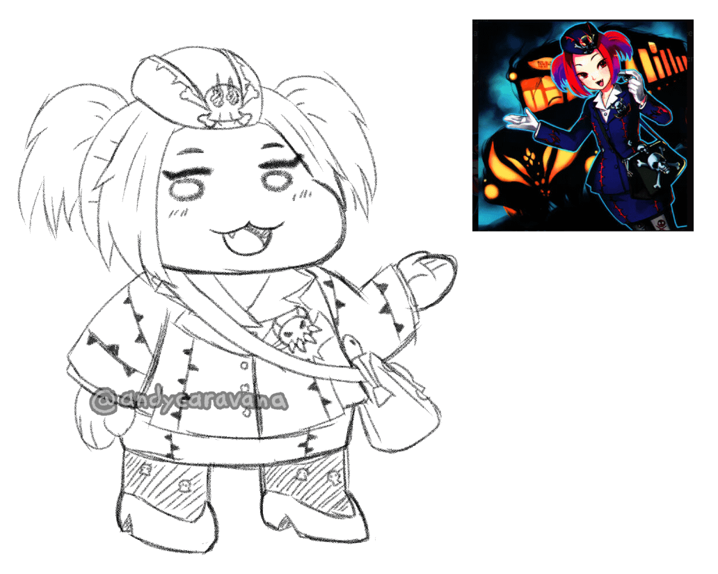 I drew a sketch of tour guide from the underworld in my chibi style ryugioh