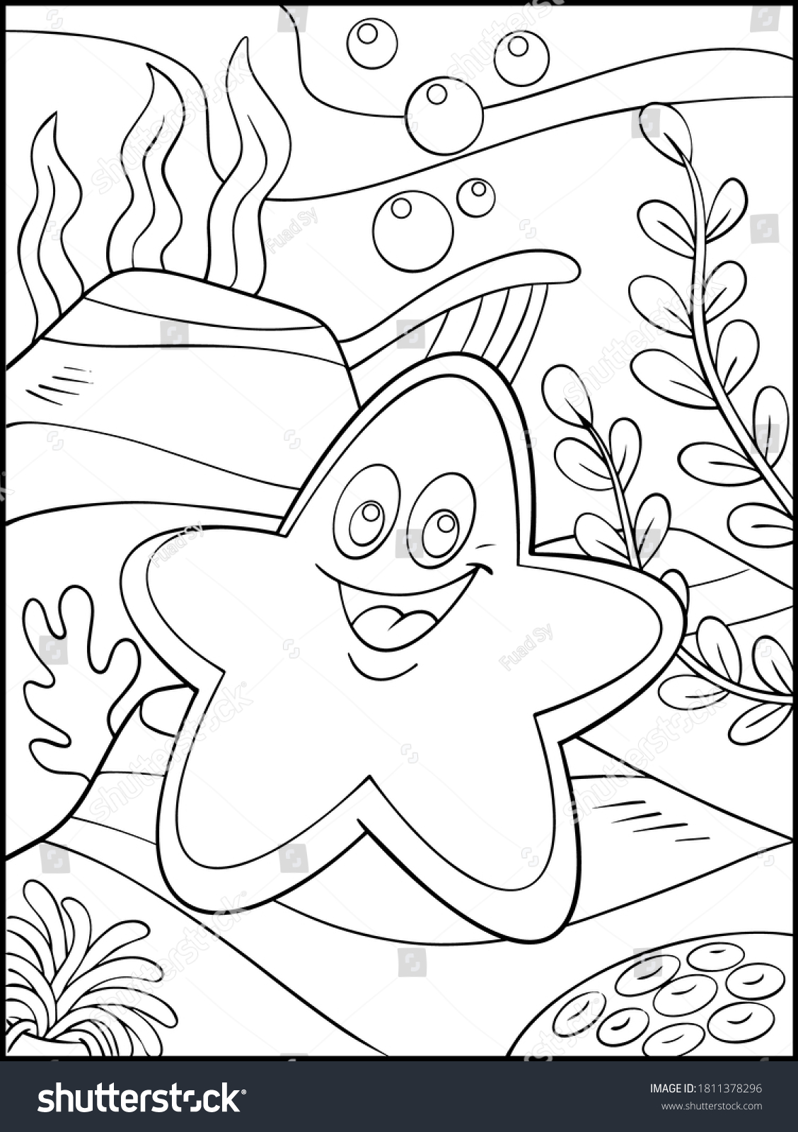 Star fish underworld background vector coloring stock vector royalty free