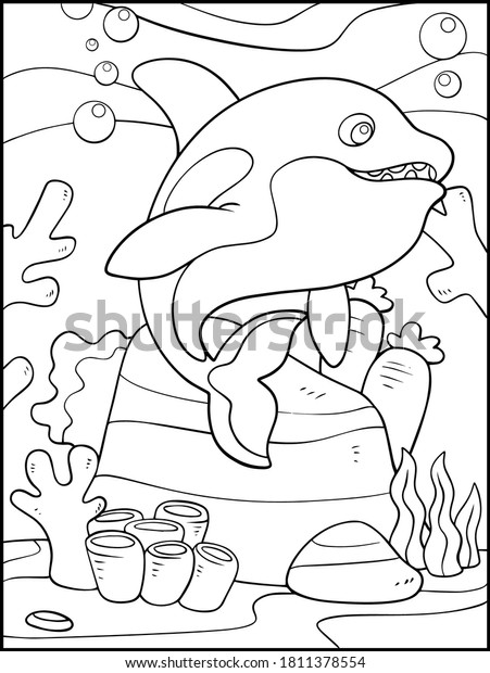 Killer whale underworld background vector coloring stock vector royalty free