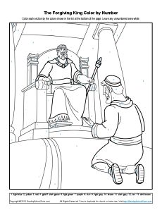 The story of the forgiving king color by number page bible coloring pages bible activities for kids bible coloring