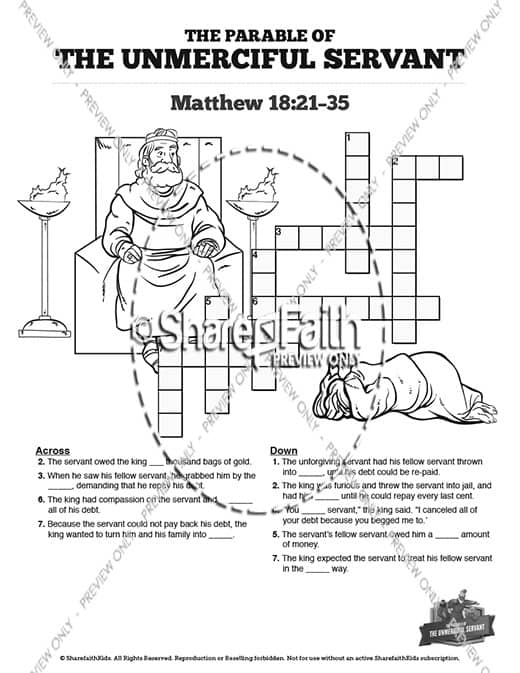 Matthew the parable of the unforgiving servant sunday school coloring pages â
