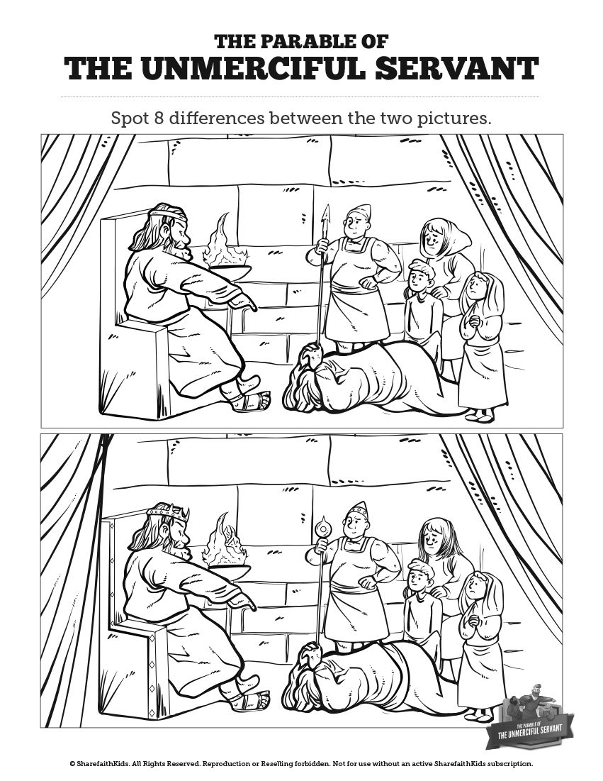 Matthew the parable of the unforgiving servant kids spot the difference can your kidsâ sunday school lessons sunday school activities bible stories for kids
