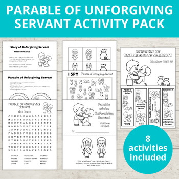 Parable of unforgiving servant activity page i spy word search bible crafts