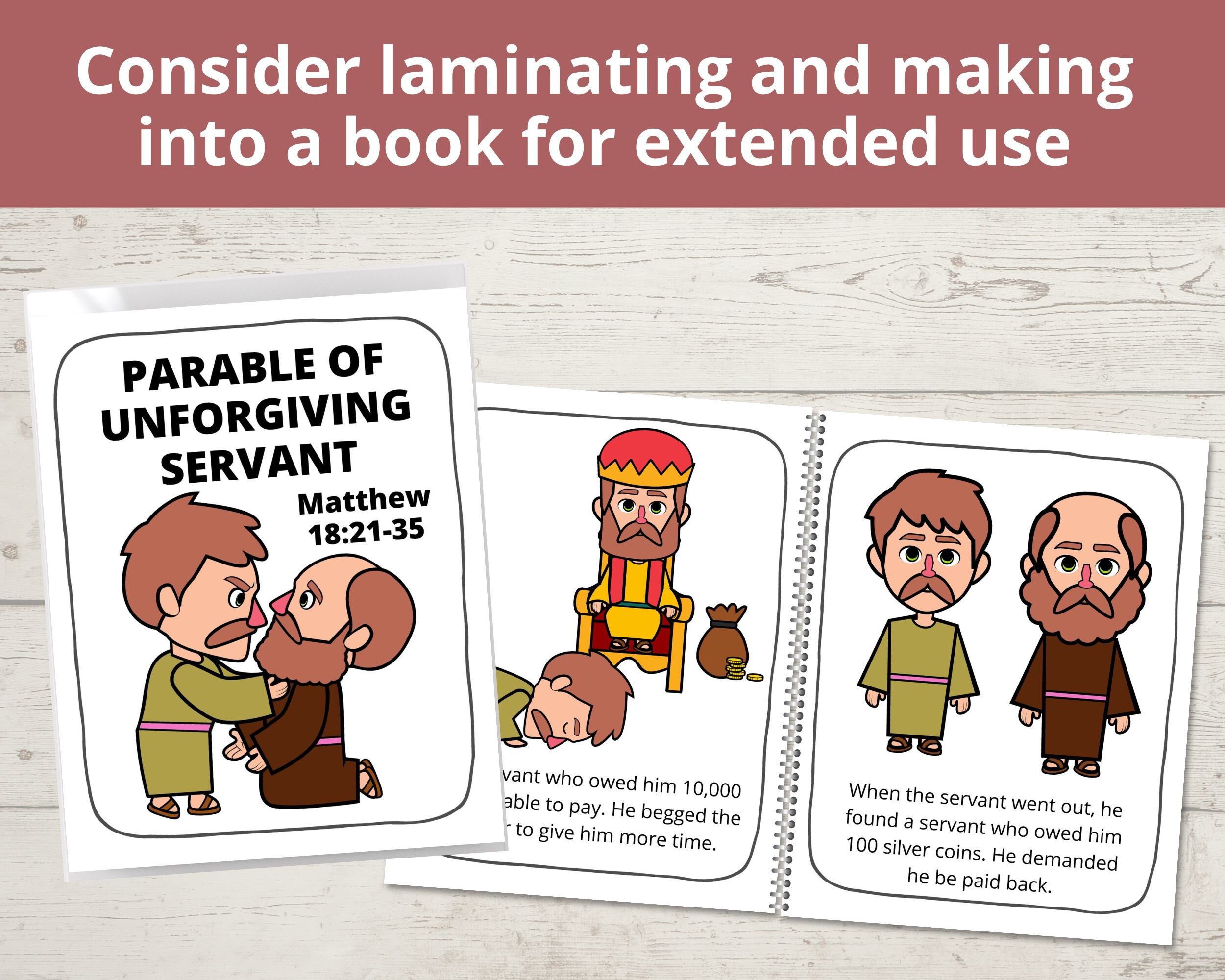 Parable of unforgiving servant bible crafts for kids church