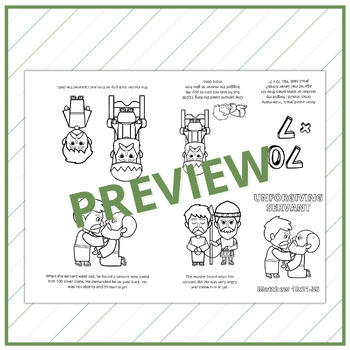 Parable of unforgiving servant mini book bible crafts preschool sunday school