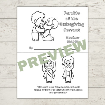 Parable of unforgiving servant half page book mini book bible craft