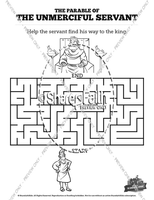 Matthew the parable of the unforgiving servant sunday school coloring pages clover media