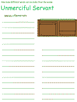 The unmerciful servant printable activity sheets