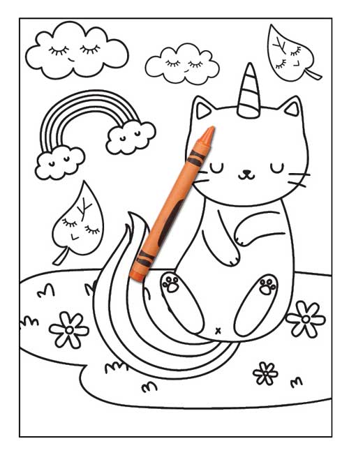 Cute caticorn coloring book for kids ages