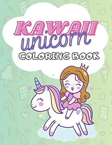 Kawaii unirn loring book pages for girls