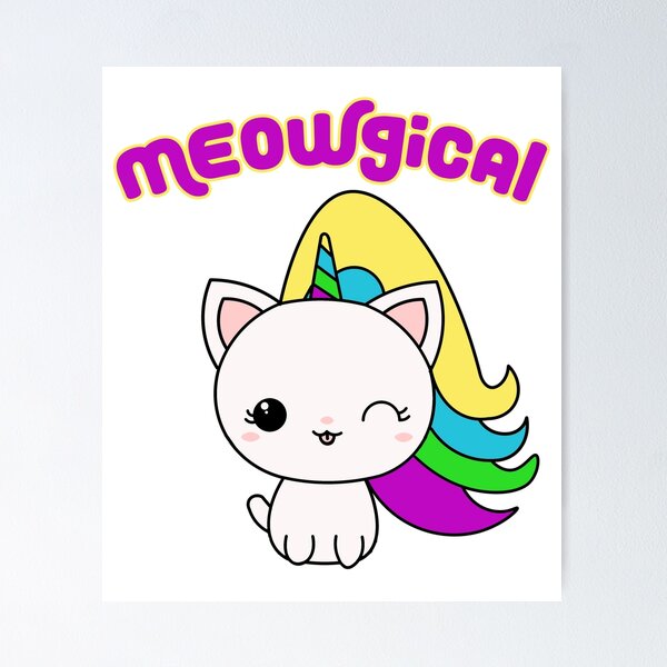 Unicat unicorn kawaii cat poster for sale by ccheshiredesign
