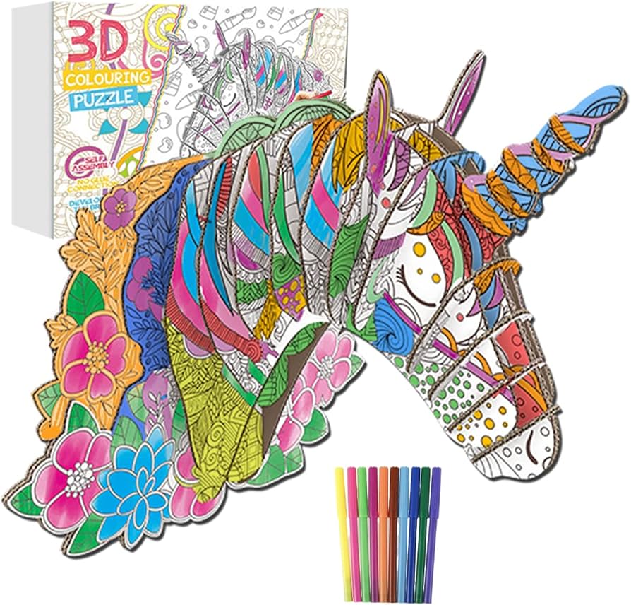 D colouring puzzle unicorn d painting puzzle kit fun arts crafts set for adults and kids early educational creativity velopment puzzle toy best birthday gift for girls and boys toys
