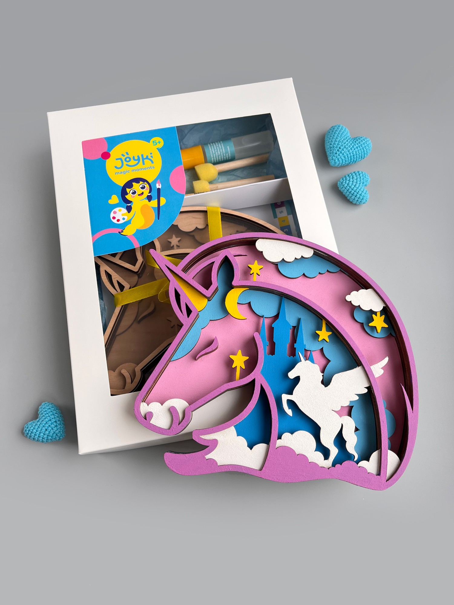 Joyki d wooden coloring book creativity kit unicorn