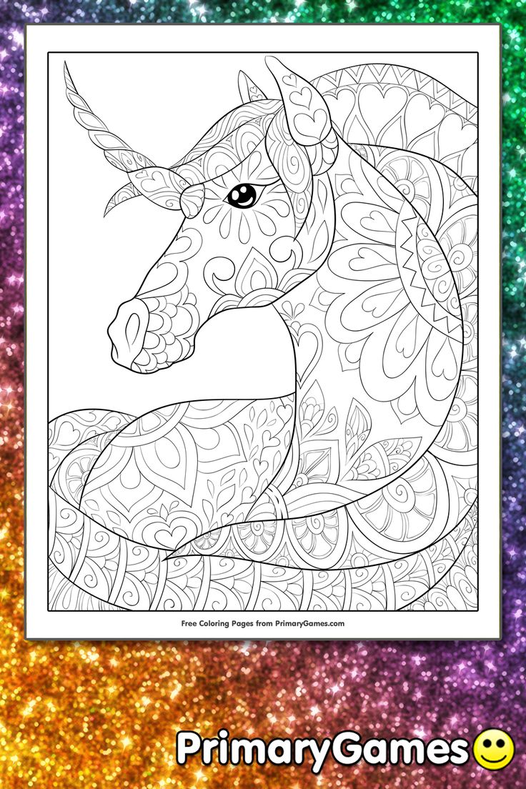 Zentangle unicorn coloring page â free printable ebook unicorn coloring pages coloring pages coloring books