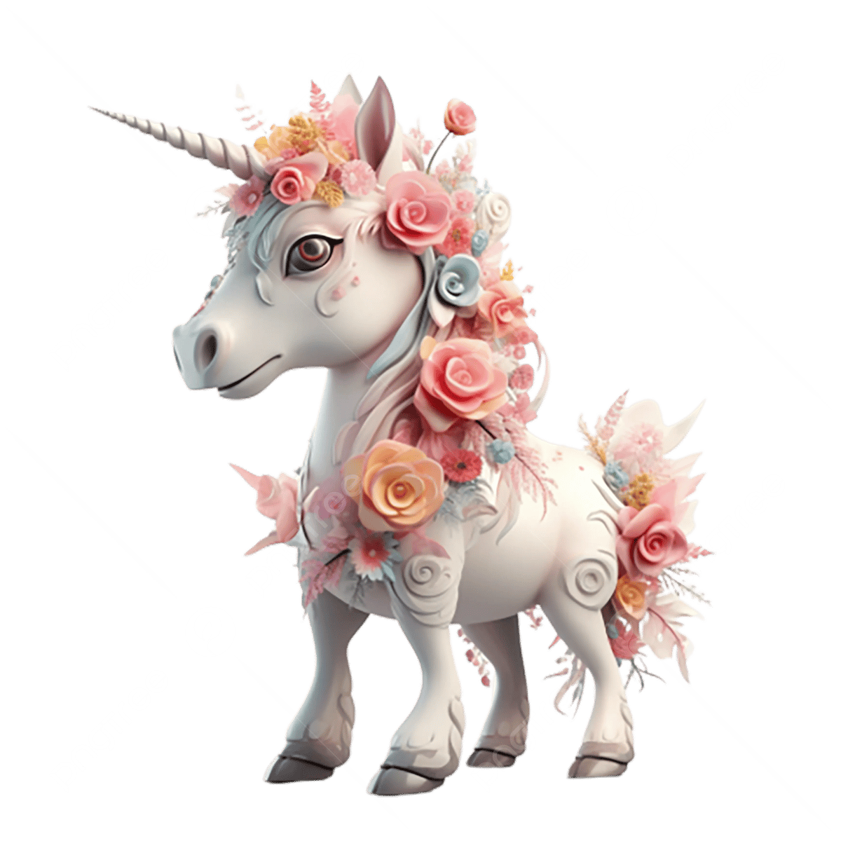 Unicorn flower d stereoscopic animal pony png transparent image and clipart for free download