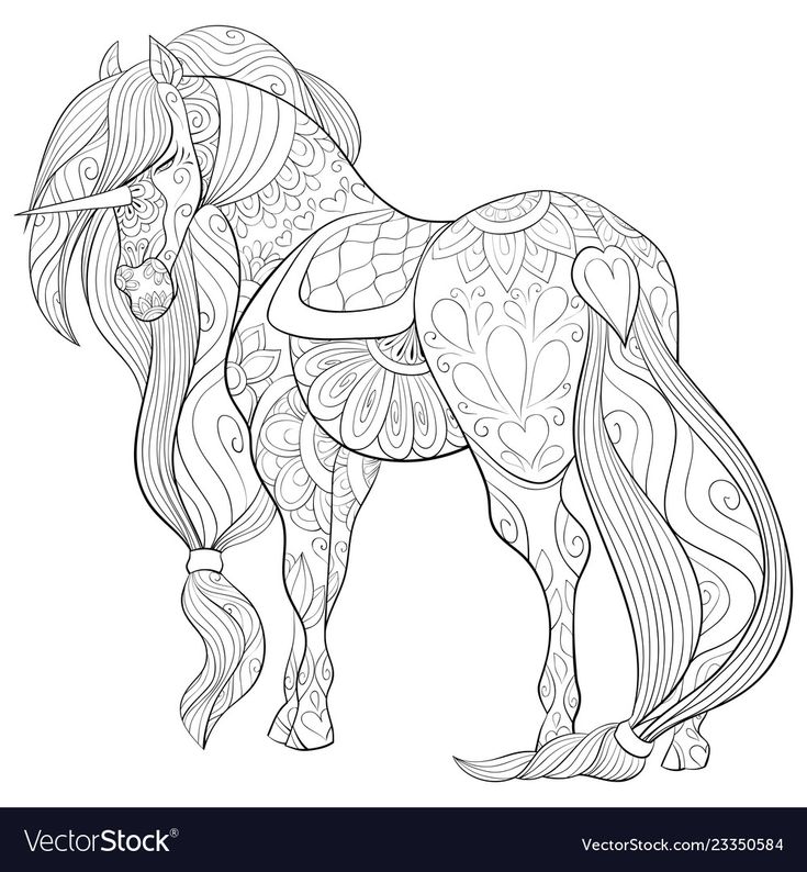 Adult coloring bookpage a cute unicorn vector image on vectorstock horse coloring pages unicorn coloring pages animal coloring pages