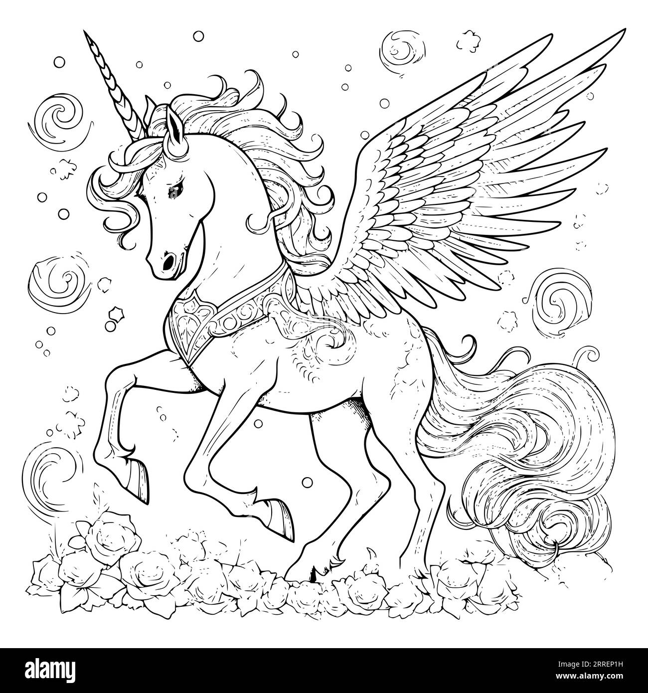 Coloring page unicorn hi
