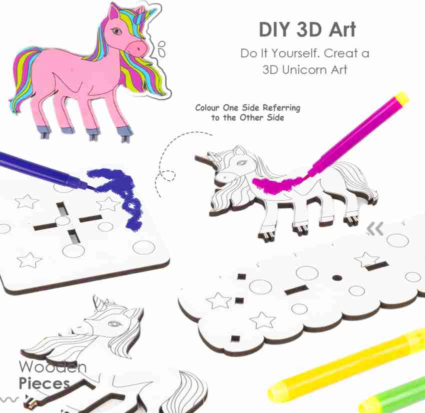 Ratnas d unicorn art color it assemble it mdf unicorn art