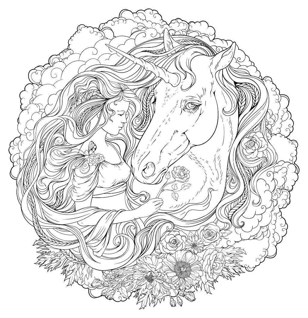 Unicorn coloring pages for adults