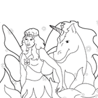 Fairy and unicorn coloring pages