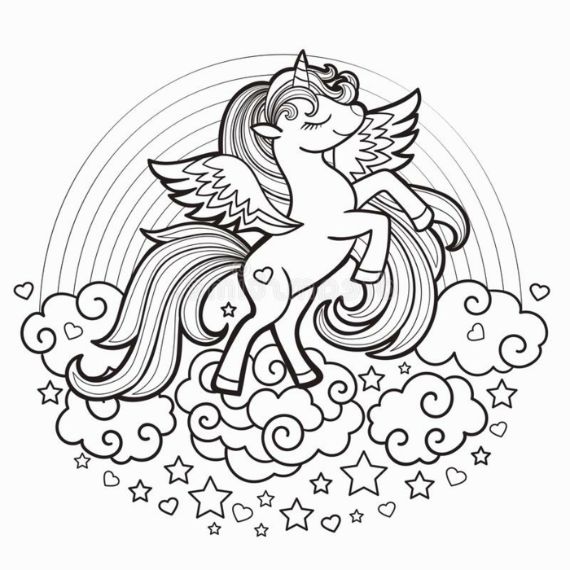 Unicorn coloring pages for children and adult