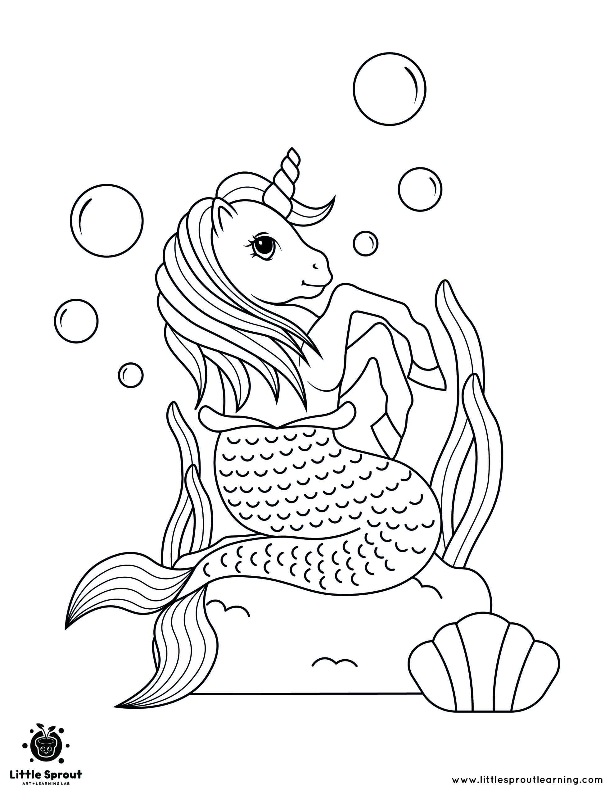 The best unicorn coloring page little sprout art