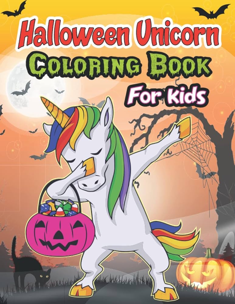 Halloween unicorn coloring book for kids large print halloween activity book for kids ages