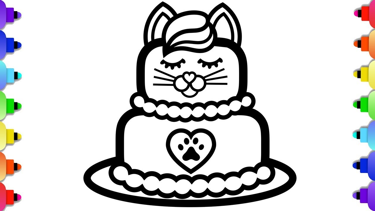 Learn to draw a cute kitten cake and a unicorn cake for ððð cute kitten cake coloring page