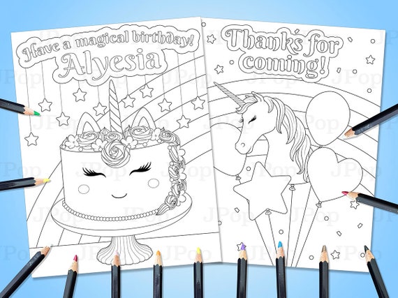Personalized coloring pages unicorn cake coloring pages unicorn cake customizable coloring pages unicorn birthday cake