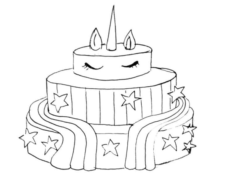 Unicorn cake coloring pages