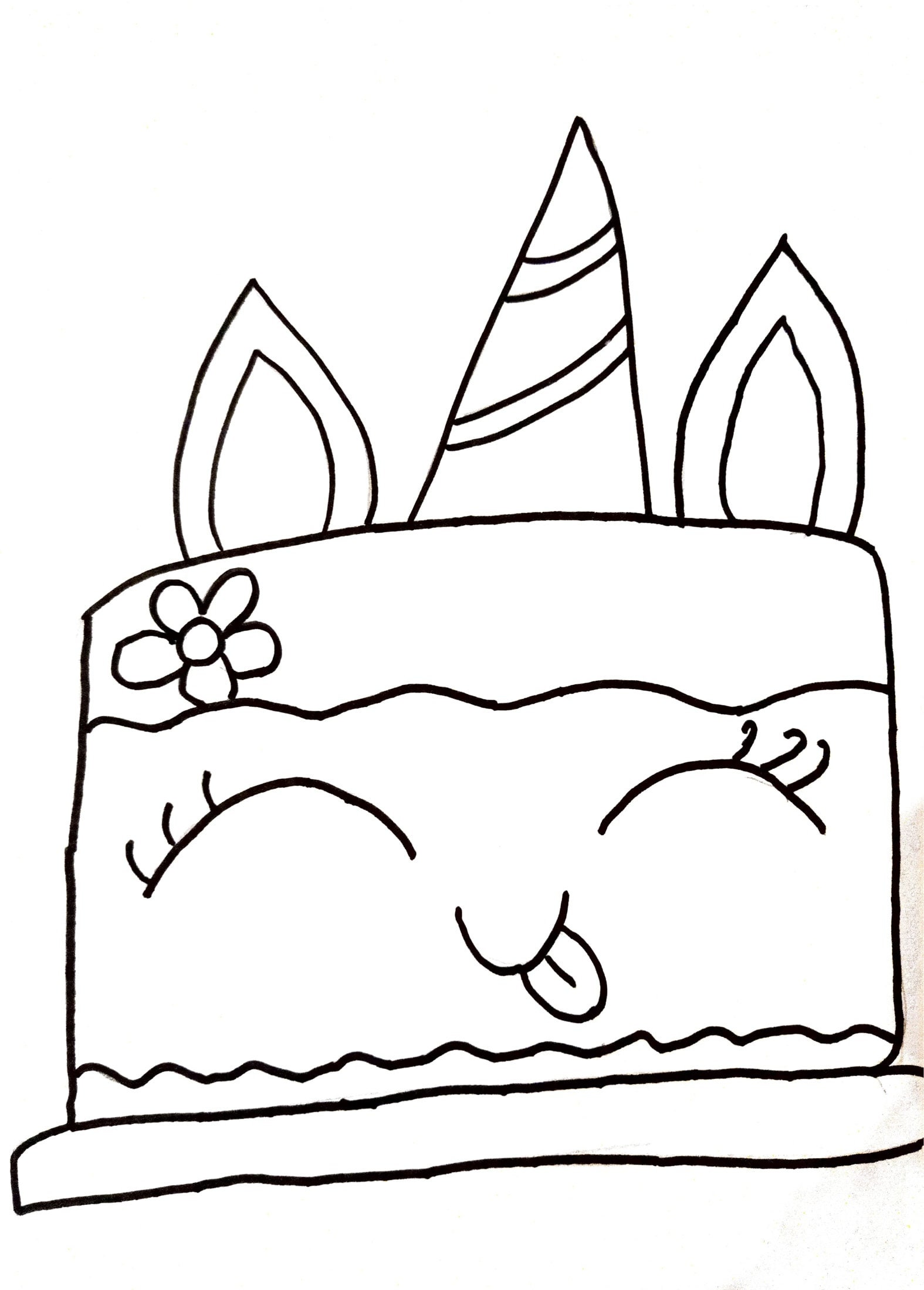 Cute unicorn cake coloring page fun and creative coloring page digital downloads gift for kids fun activity