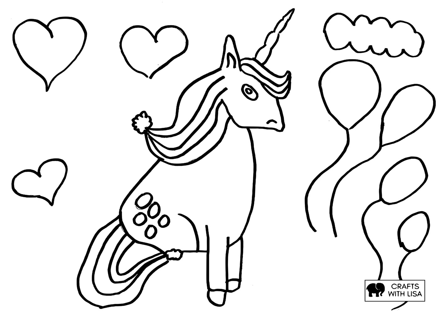 Unicorn birthday coloring page