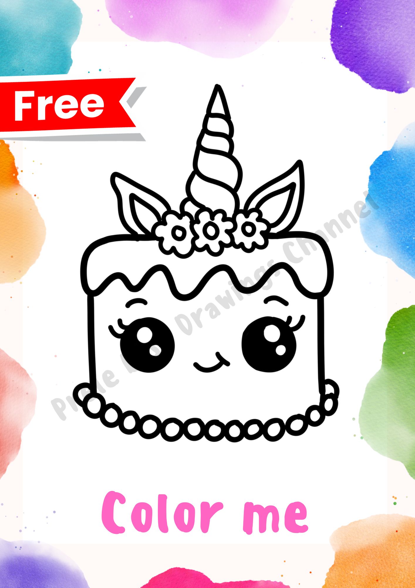 Coloring page free pdf unicorn birthday cake free coloring page pdf