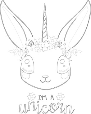 Printable bunny unicorn coloring page