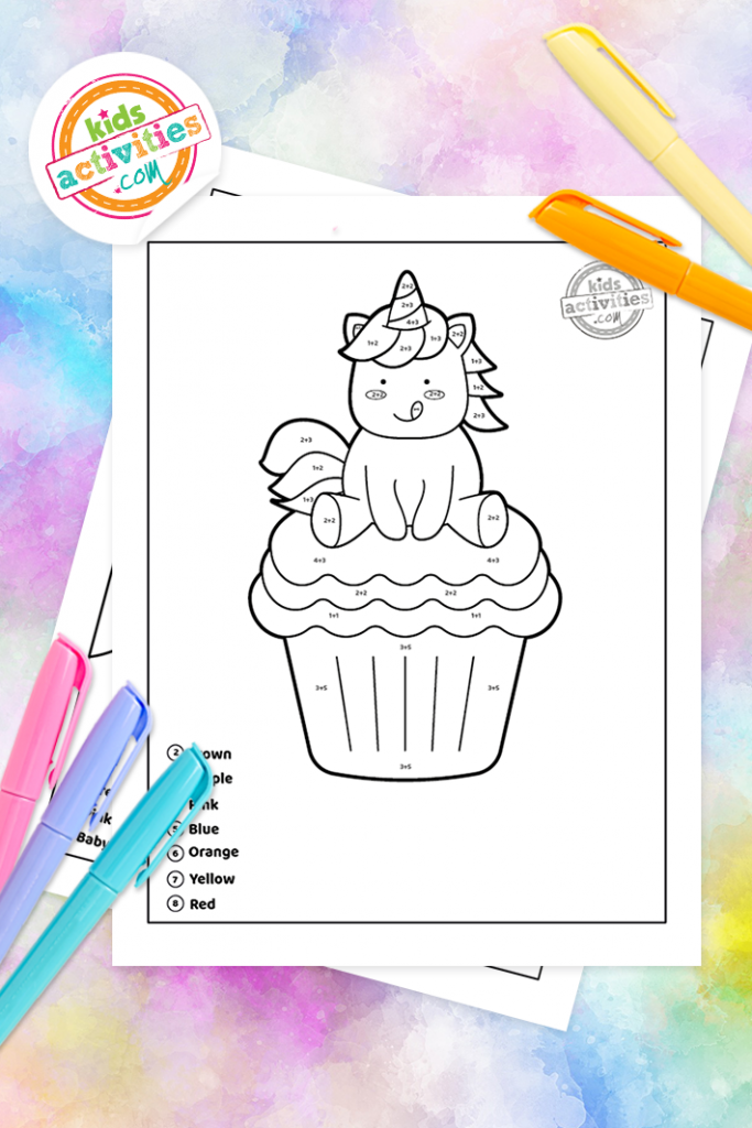 Unicorn addition color by number worksheets kids activities blog