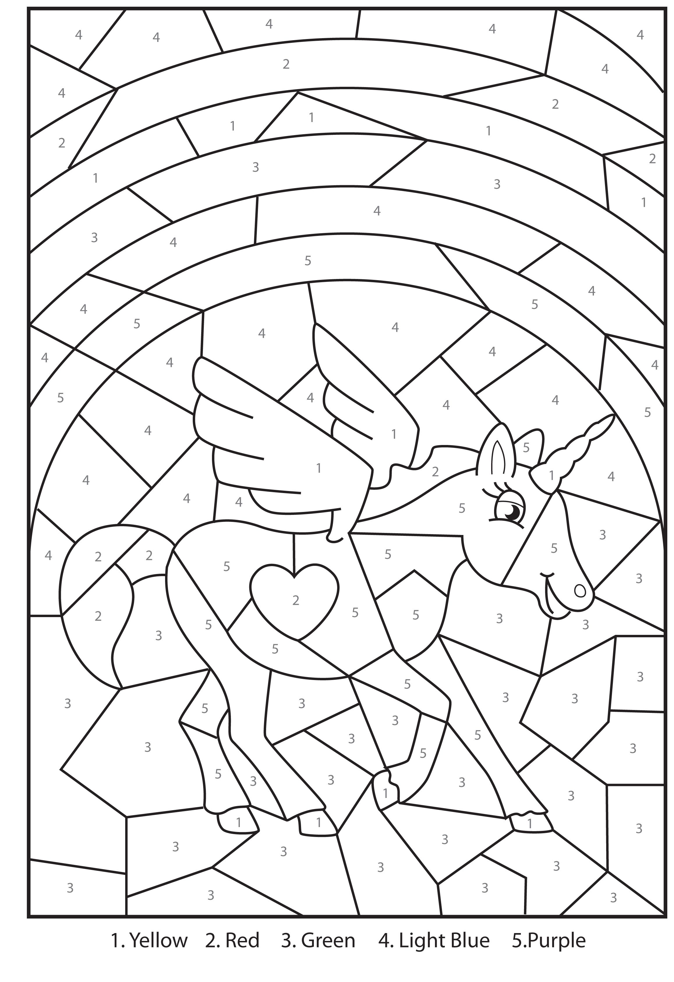 Free printable magical unicorn colour by numbers activity for kids kindergarten activity sheets color activities color by numbers