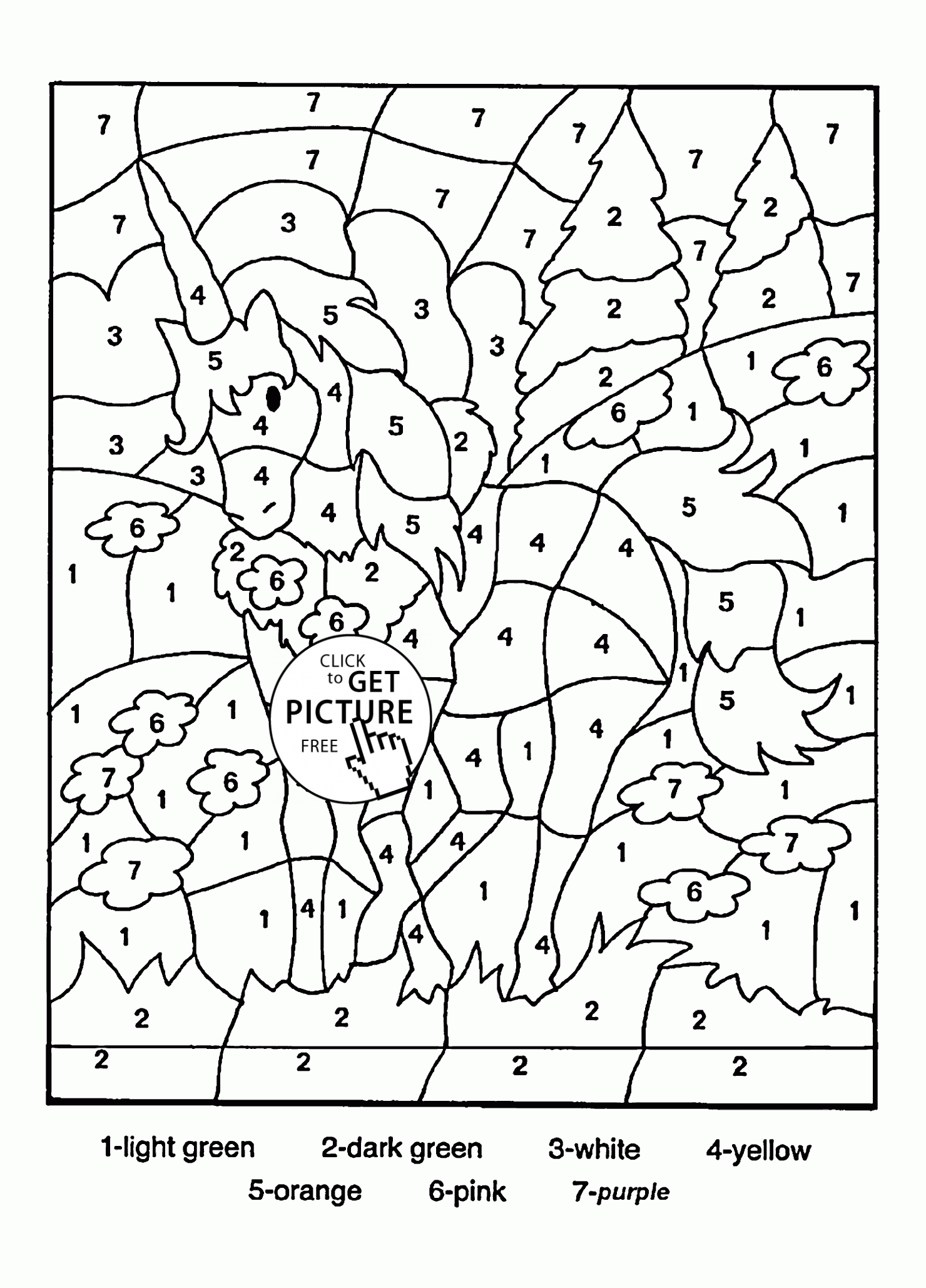 Color by number beautiful unicorn coloring page for kids edution coloring pages priâ unicorn coloring pages free coloring pages free printable coloring pages