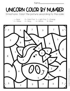 Free color by number unicorn printables math pages kindergarten coloring pages unicorn printables