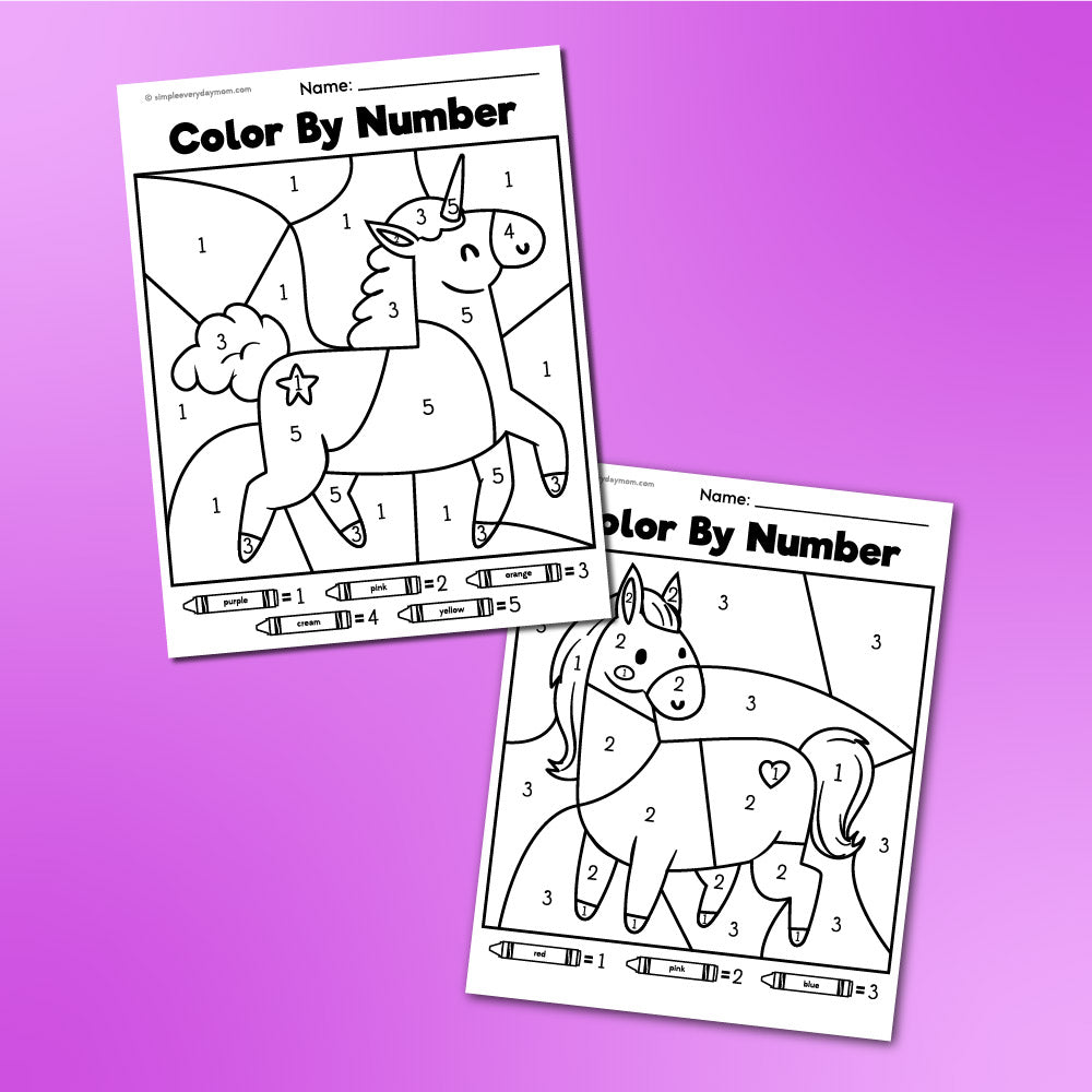 Unicorn color by number printables â simple everyday mom