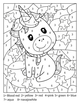 Unicorn color by number