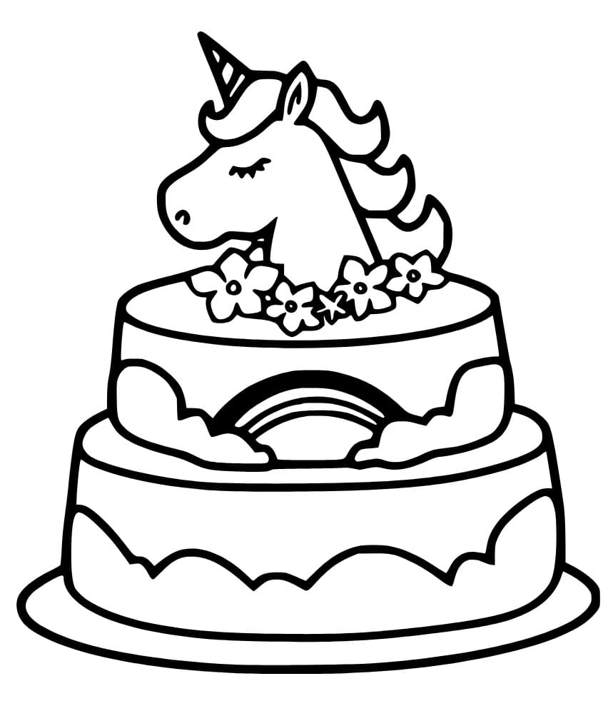 Perfect unicorn cake coloring page