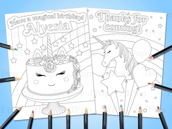 Personalized coloring pages unicorn cake coloring pages unicorn cake customizable coloring pages unicorn birthday cake