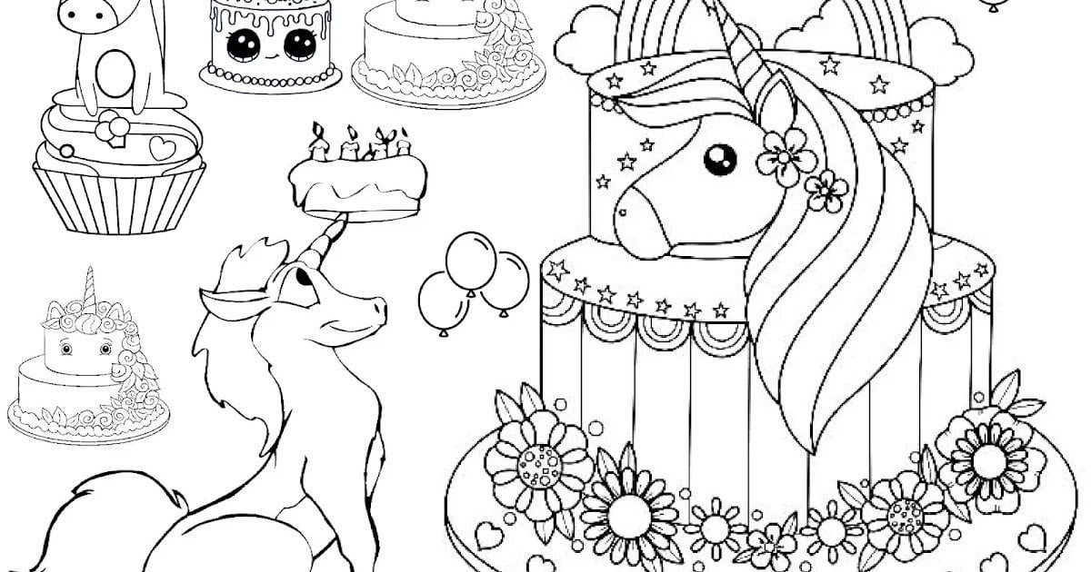 Unicorn cake coloring pages rcoloringpagespdf