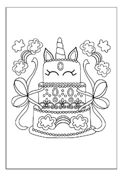 Unicorn cake coloring pages spark creativity in kids with magical designs