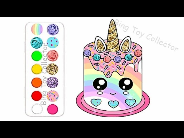 How to draw a unicorn cake for kids rainbow unicorn cake coloring page ð ð