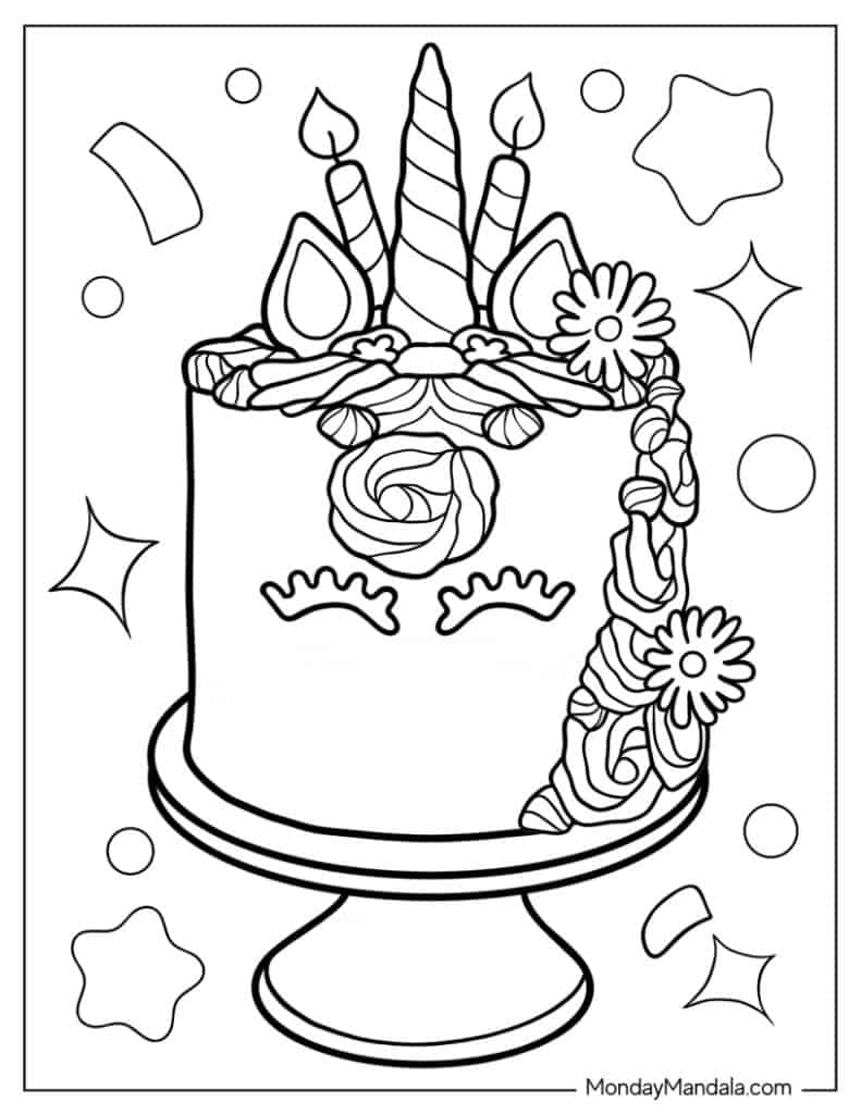 Cake coloring pages free pdf printables